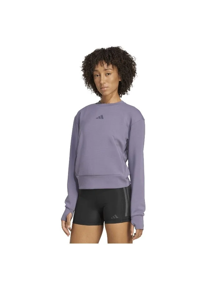 اديداس كنزة صوفية نسائية بأكمام طويلة باللون البنفسجي