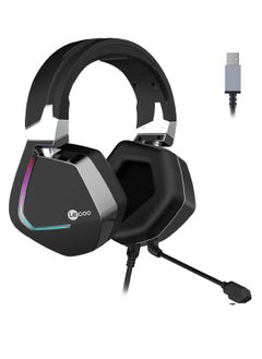 HT402 USB 7.1 Surround RGB Gaming Headset – Detachable Noise Canceling Mic | Black