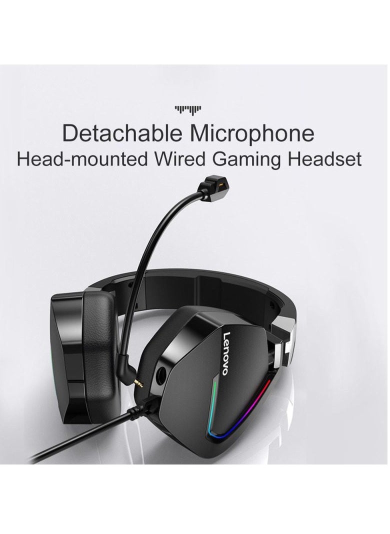 lecoo - HT402 USB 7.1 Surround RGB Gaming Headset – Detachable Noise Canceling Mic | Black - Image 1