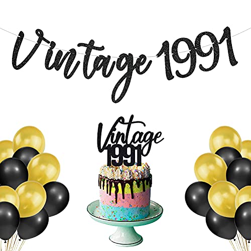 Festiko®Vintage 1991 Theme Decoration for 40th Men and Women Birthday Party Funny 40 and Fabulous Decoration Combo(Banner,Cake Topper) - Image 4