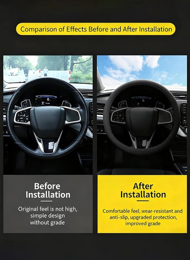 سويت لايف واقي عجلة القيادة من السيليكون المقاوم للانزلاق - غطاء حماية عالمي لعجلة قيادة السيارة - غطاء سيليكون سهل التنظيف لعجلة قيادة السيارة في الصيف (أسود) - Image 3