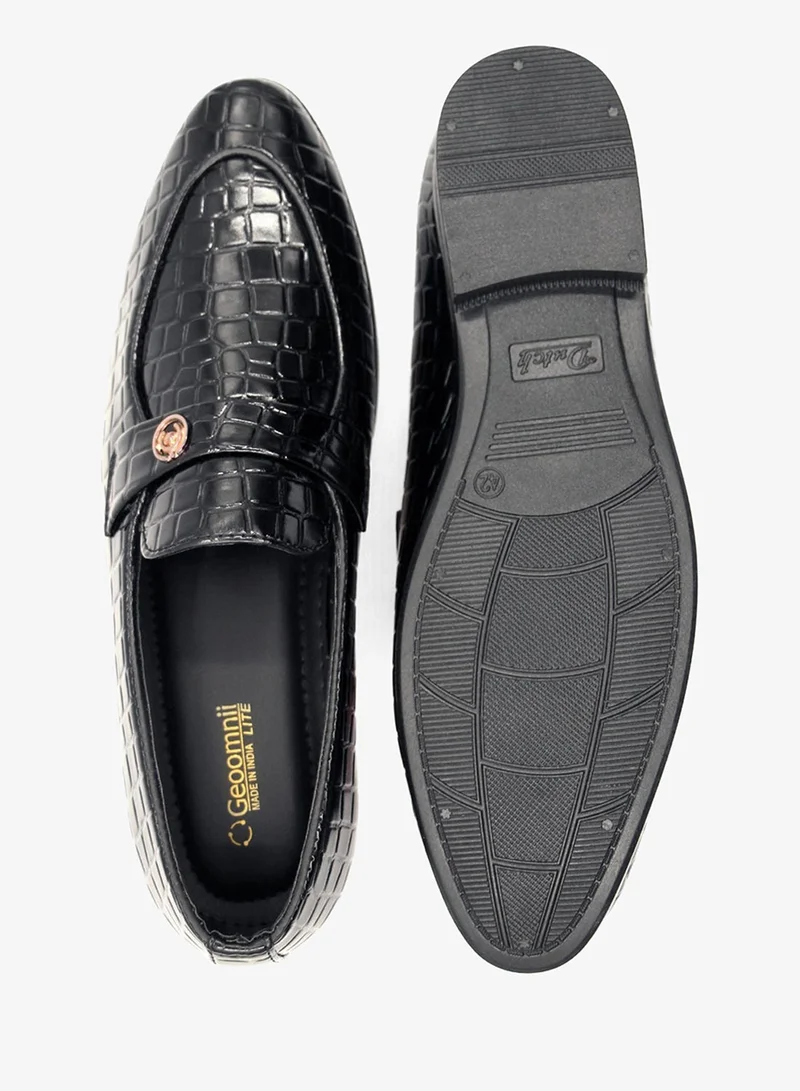 Geoomnii Black Formal Slip-On Shoes for Men – Stylish & Comfortable Footwear for Office, Parties & Special Occasions for Men | Best Price UAE
