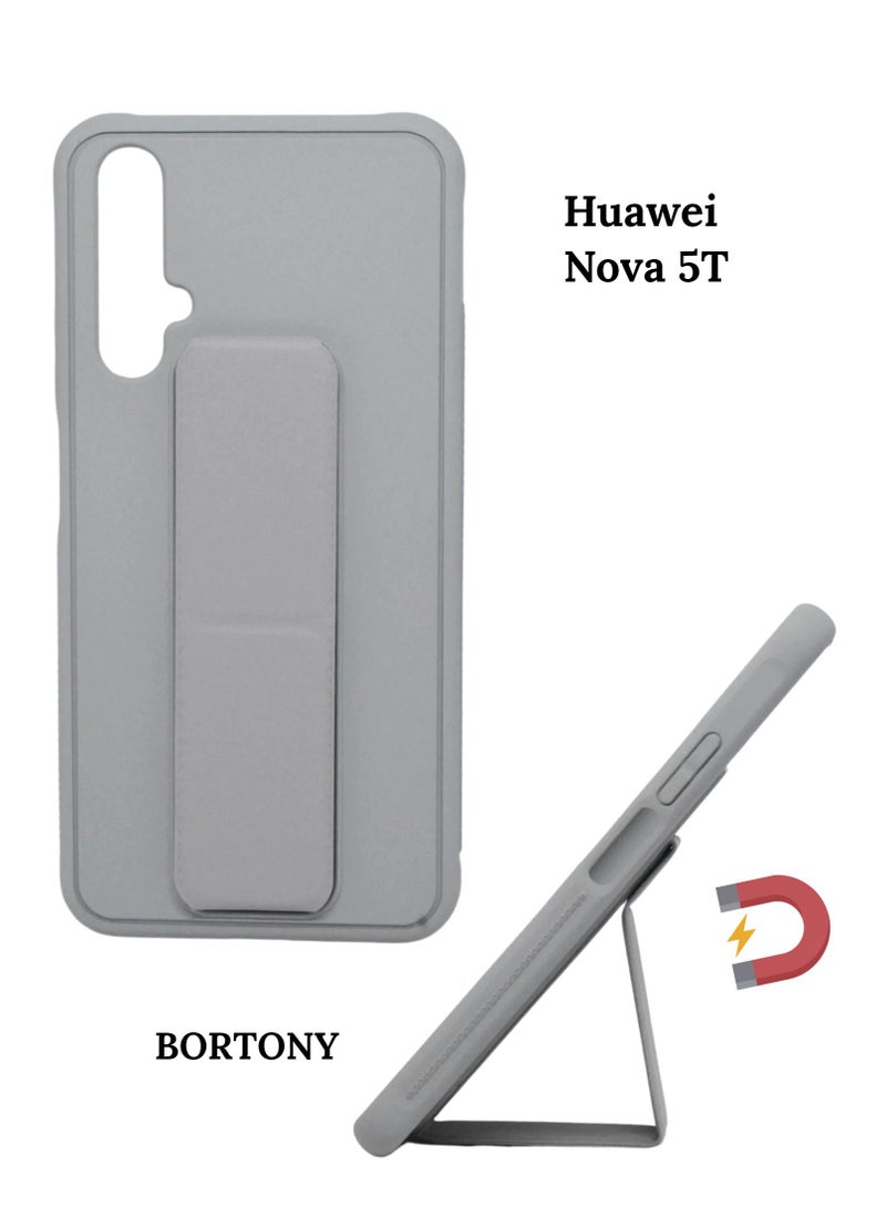 BORTONY Nova 5T Case Fully Covered With Adjustable Finger Grip Holder+Mobile Stand Shockproof Anti Scratch Protective Case Cover For Huawei Nova 5T - Image 1