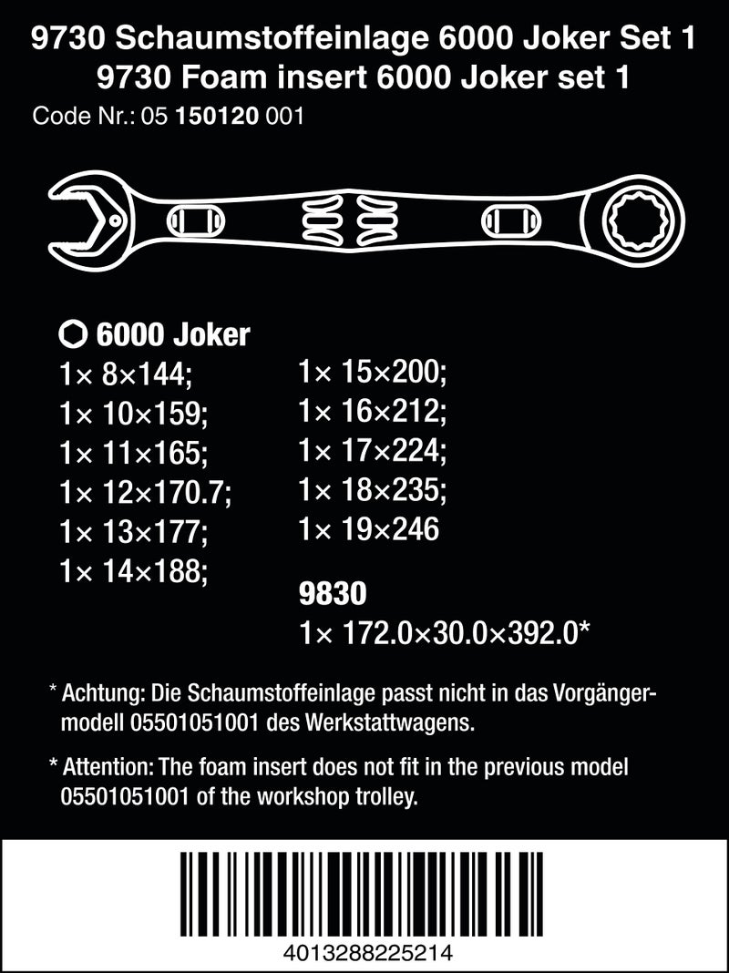 Wera 9730 Foam Insert "6000 Joker Set 1" - Image 2