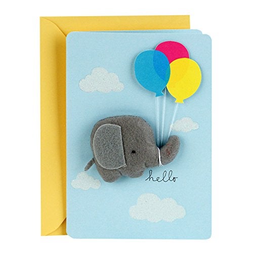 Hallmark Signature Baby Shower Card for Boy (Elephant with Balloon) Welcome New Baby Boy, Congratulations - Image 1