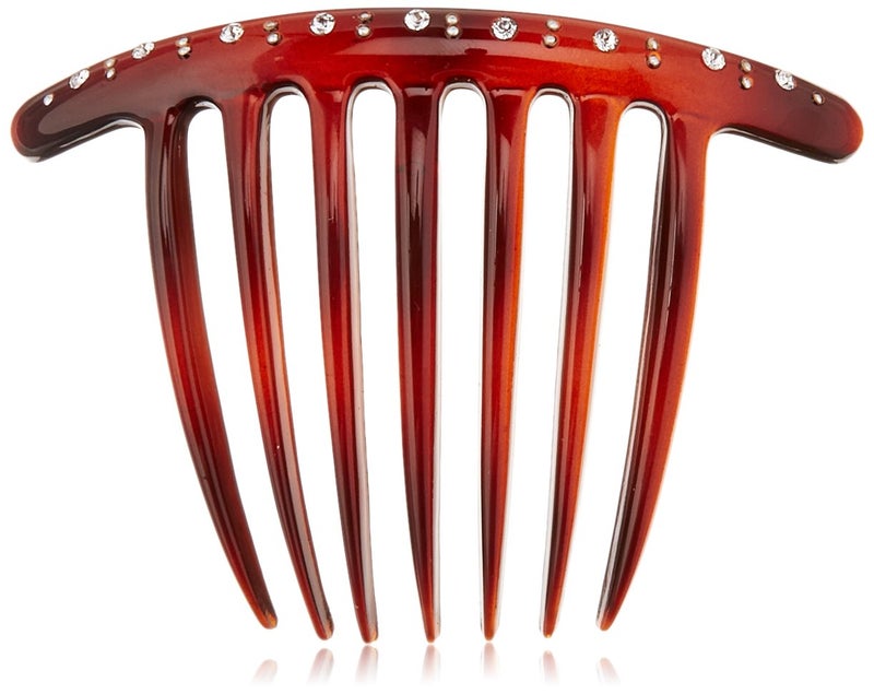 Caravan Jeweled 7 Tooth French Twist Comb In Tortoise Shell And Sprinkled With Crystals And Studs