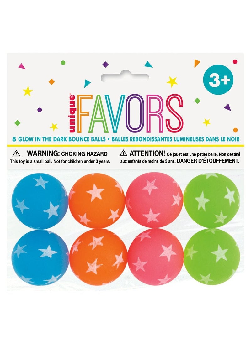 Unique Glow In Dark Bouncy Balls Multicolor 3cm 8-Pack - Image 2
