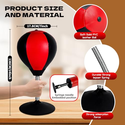 Stonelatrixo Desktop Punching Bag for Desk, Stress Relief Ball with Suction Cup for Office and Home, Funny Gag Gift for Boss Coworkers Friends, Mini Desktop Boxing Stress Relief Product​ for Adults - Image 2