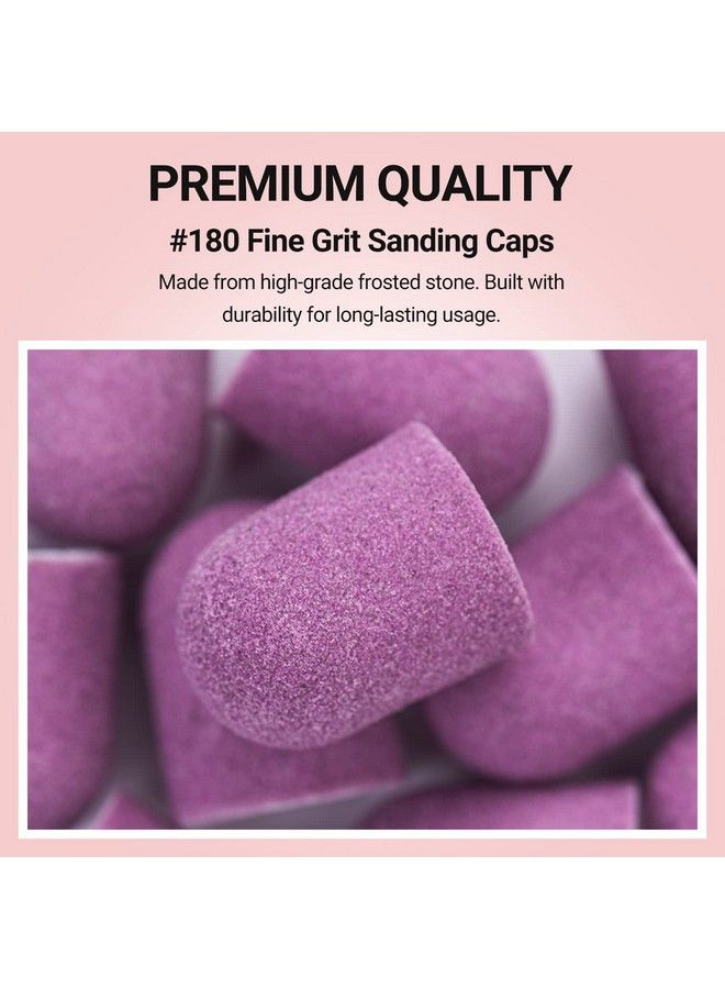 MelodySusie 10 Pcs Nail Sanding Caps Nail Drill Bits 180 Fine Grit For Foot File Callus Remover Manicure Pedicure Nail Polishing Burr Home Salon Use Purple (13Mm) - Image 3