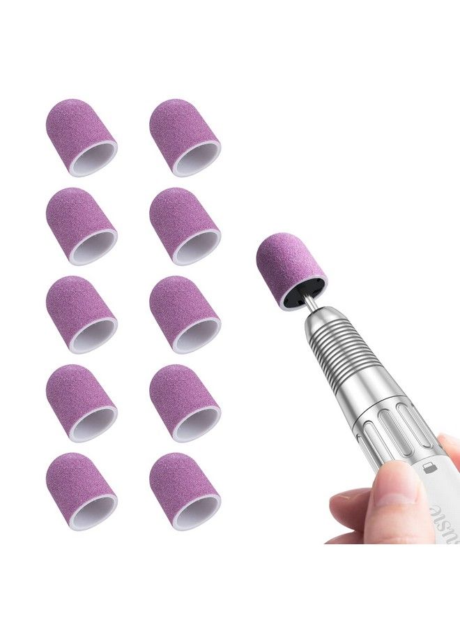 MelodySusie 10 Pcs Nail Sanding Caps Nail Drill Bits 180 Fine Grit For Foot File Callus Remover Manicure Pedicure Nail Polishing Burr Home Salon Use Purple (13Mm) - Image 2