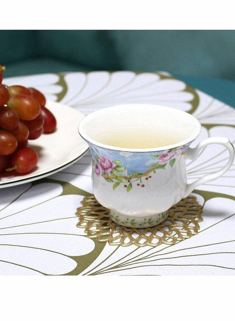 كاست ويف Coasters, Gold Flowers Hollow PVC Coaster Cup Mats Ornament Decorations for Home Festival 6pcs - Image 4