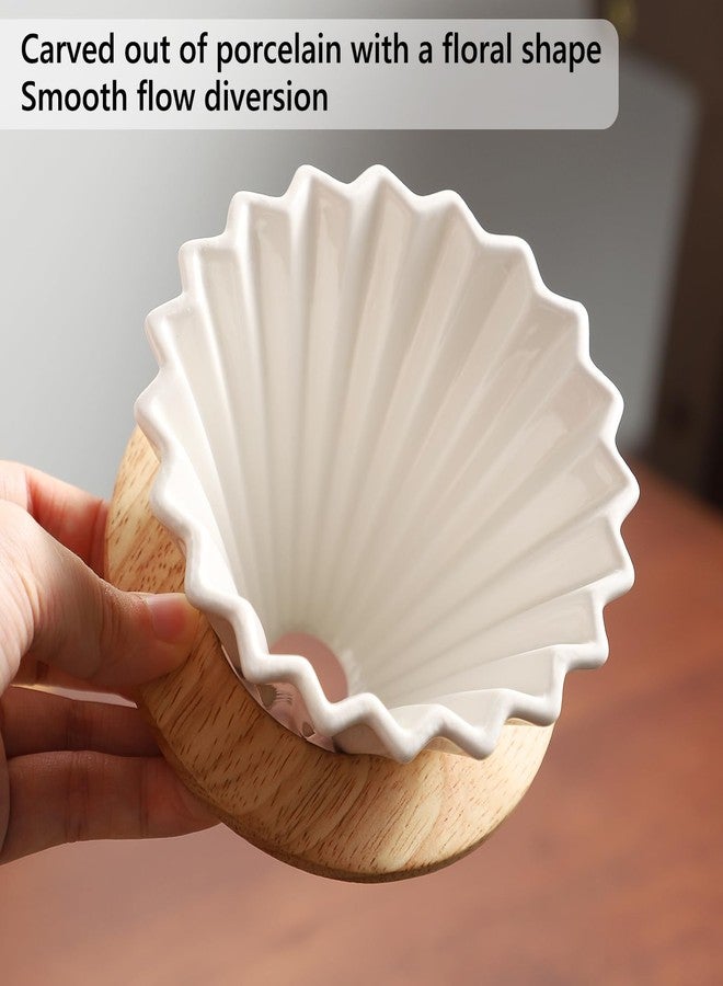 Bincoo 400ML Pour Over Coffee Maker Set with Filter Paper,Ceramic Pour Over Coffee Dripper 1-2 Cups-Professional Coffee Brewing Pot for Home Office(White) - Image 4