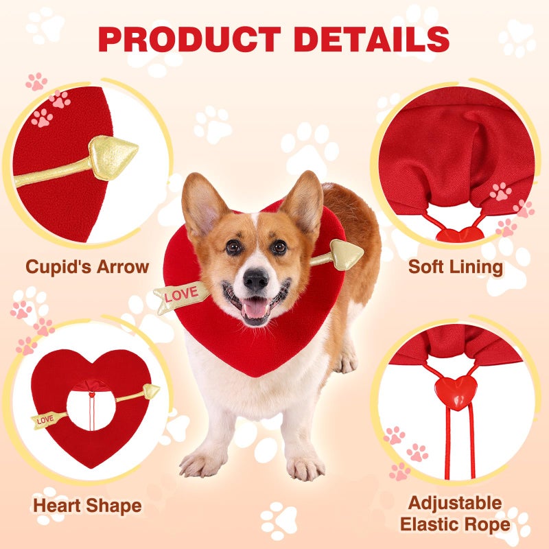 Aotiooy Valentines Dog Costume, Valentineâ€™s Day Red Love Heart Dog Outfit Adjustable Pet Headpiece with Cupid Arrow, Cute Valentine Clothes Holiday Hat for Small Medium Large Dogs Cats Puppy - Image 3