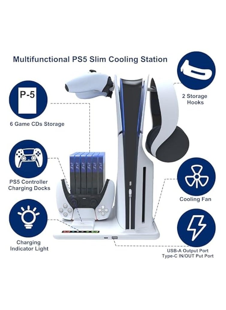 iplay - Multi-functional Cooling Stand Compatible with PS5 slim, Controller Charging Docks with RGB LED Lighting, Cooling Fans and Storage Hooks - Image 1