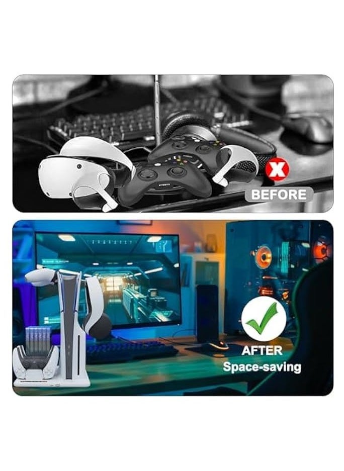 iplay - Multi-functional Cooling Stand Compatible with PS5 slim, Controller Charging Docks with RGB LED Lighting, Cooling Fans and Storage Hooks - Image 1