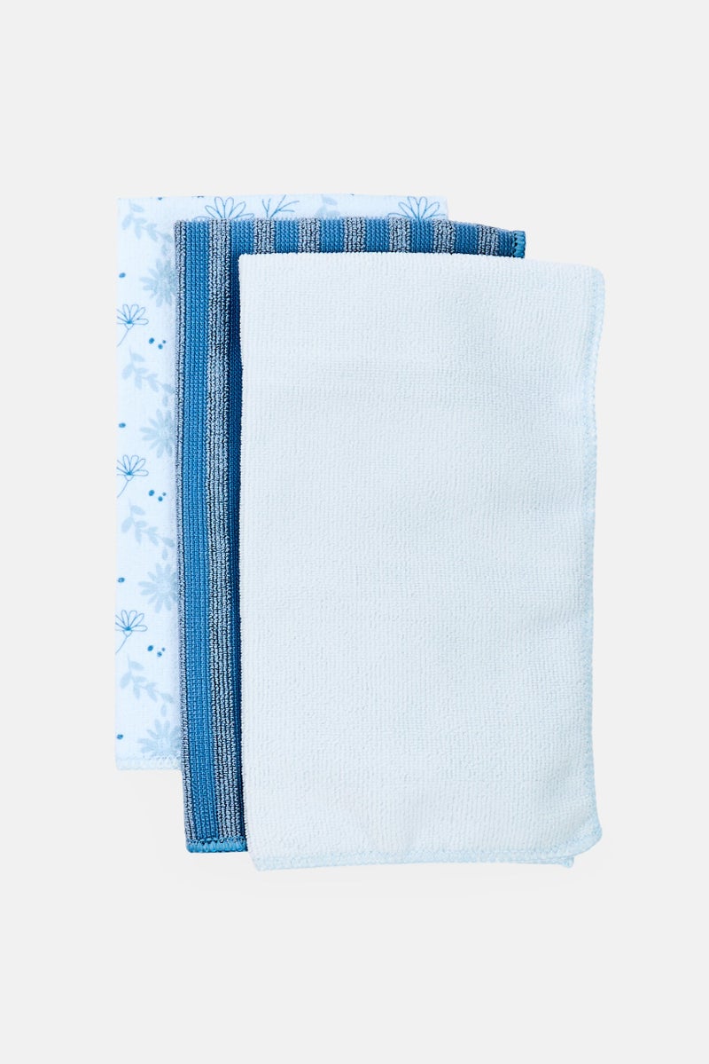 YOTO 3 Pieces Kitchen Microfiber Cloth, Blue  - Image 1