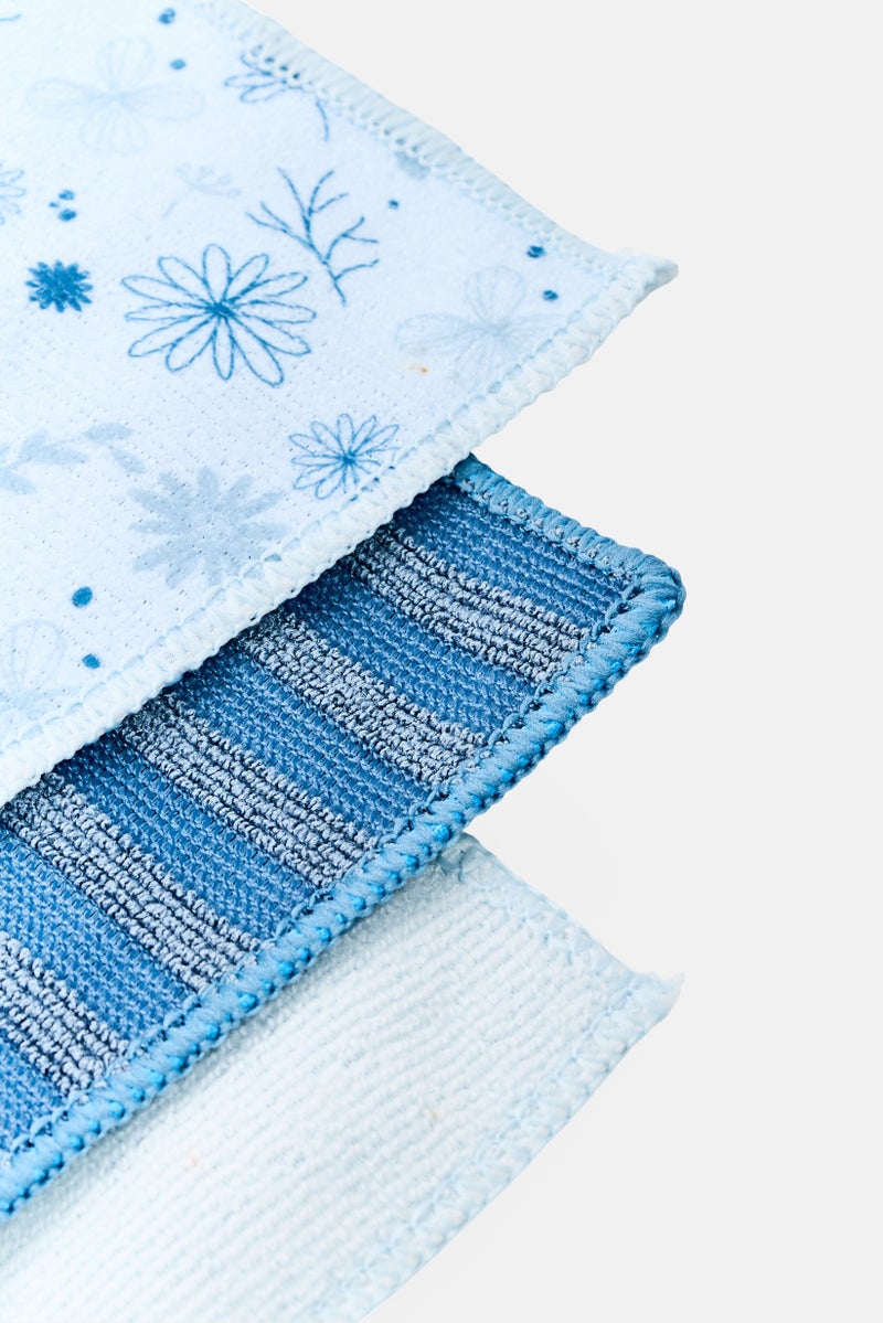 YOTO 3 Pieces Kitchen Microfiber Cloth, Blue  - Image 3