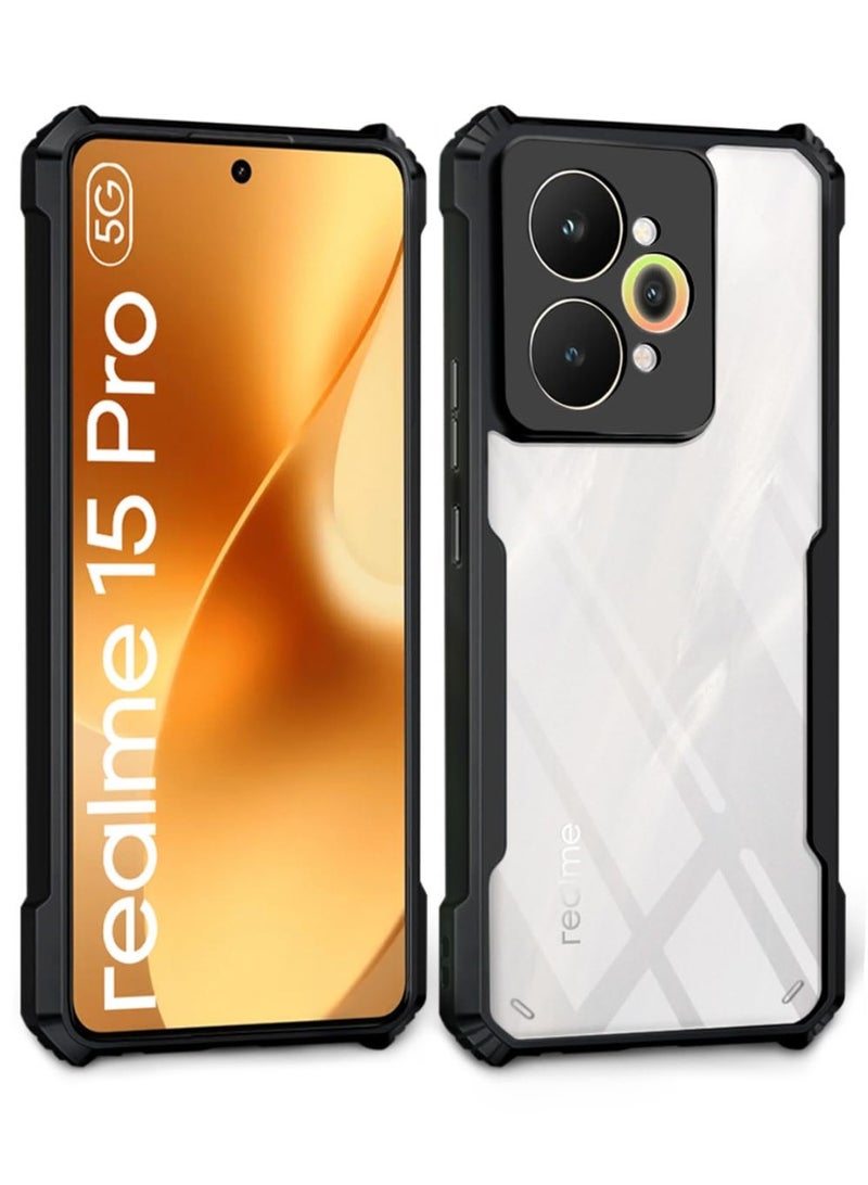 Case for Realme 15 Pro 5G Clear Cover Hard PC Back Cover with Shockproof TPU Border 360 Degree Impact Resistant non-Yellowing Transparent Cover For Realme 15 Pro 5G - Image 4