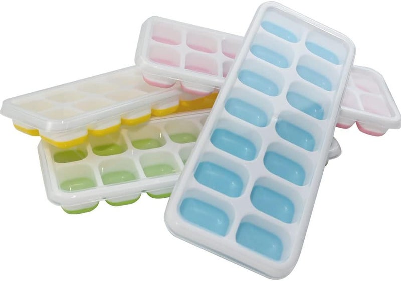 RAM ONLINE Ram® 4 X Pack Silicone Ice Cube Tray Set of 4 Ice Moulds Freezer Stackable Non Spill Ice Cube Tray Dishwasher Safe BPA Free - Image 2