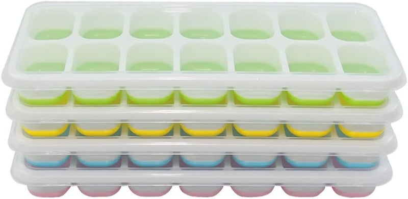 RAM ONLINE Ram® 4 X Pack Silicone Ice Cube Tray Set of 4 Ice Moulds Freezer Stackable Non Spill Ice Cube Tray Dishwasher Safe BPA Free - Image 3