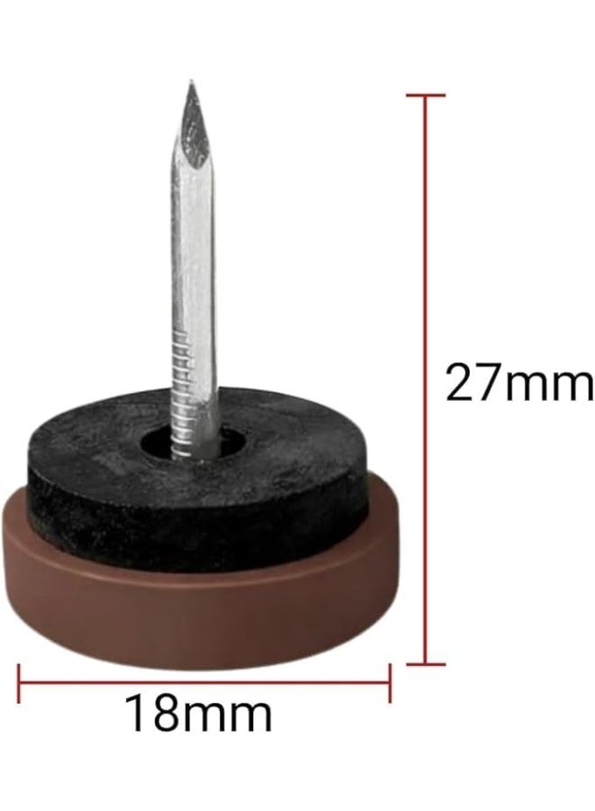 Brown Plastic Furniture Glide Nails with Round Base for Chair & Furniture Legs, Floor Protector Nail Glides, Anti-Scratch Chair Leg Caps, 18mm Diameter, Pack of 40. - Image 2