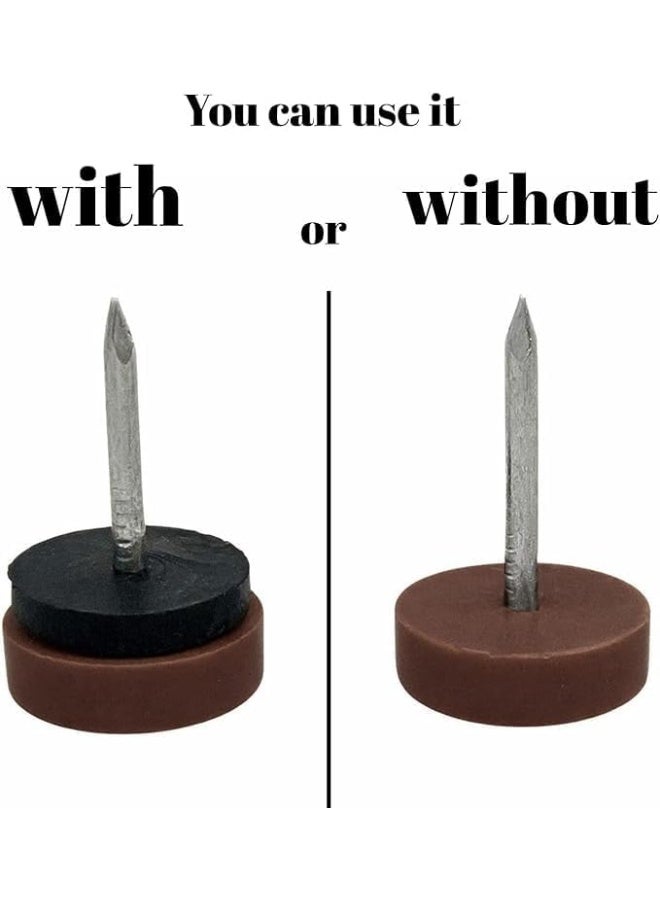 Brown Plastic Furniture Glide Nails with Round Base for Chair & Furniture Legs, Floor Protector Nail Glides, Anti-Scratch Chair Leg Caps, 18mm Diameter, Pack of 40. - Image 3
