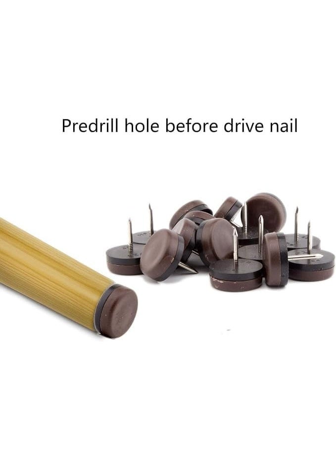 Brown Plastic Furniture Glide Nails with Round Base for Chair & Furniture Legs, Floor Protector Nail Glides, Anti-Scratch Chair Leg Caps, 18mm Diameter, Pack of 40. - Image 5
