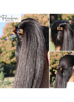Parcelona French 3 Teeth Savana And Tortoise Shell Set Of 2 Fish Style Ponytail Holder Strong Grip Jaw Hair Claw Clip Clamps  - Image 3