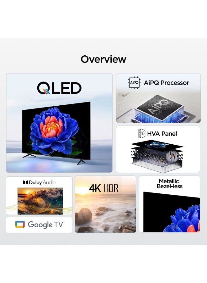 TCL 50 Inch 4K QLED Smart TV, Google TV, 144Hz, Slim & Uni-body, AiPQ Processor, HVA Panel, TCL AI, Dolby Vision Atmos, Model Year 2026, 3 Years Warranty 50T69D Black - Image 2