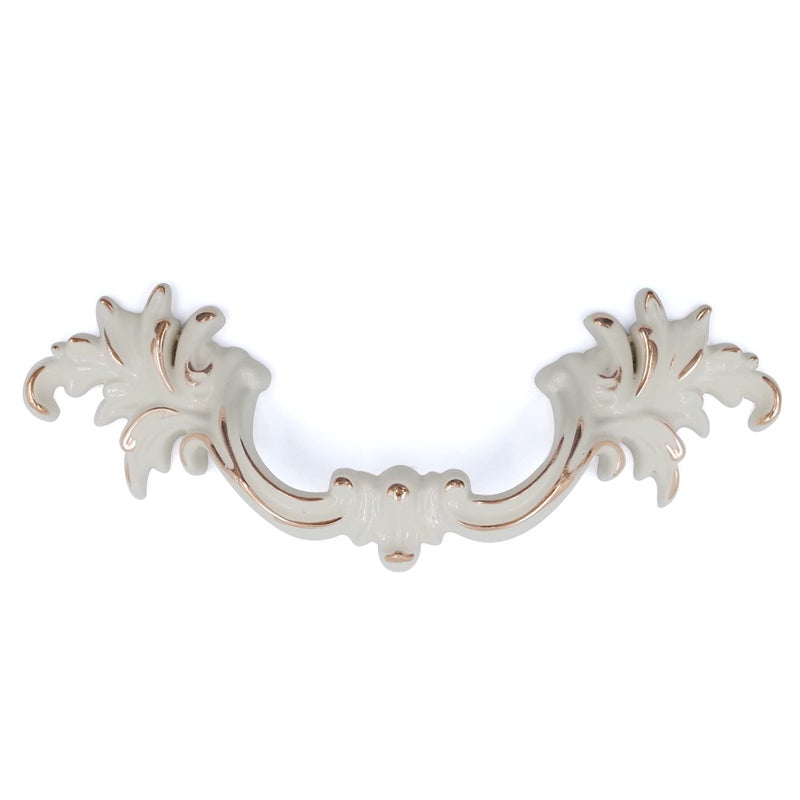 Jetland French Provincial Drawer Pulls 6Pack Ivory White 3 Hole Centers Vintage Shabby Chic Pulls for Dresser Nightstand Cabinet PW1618W76