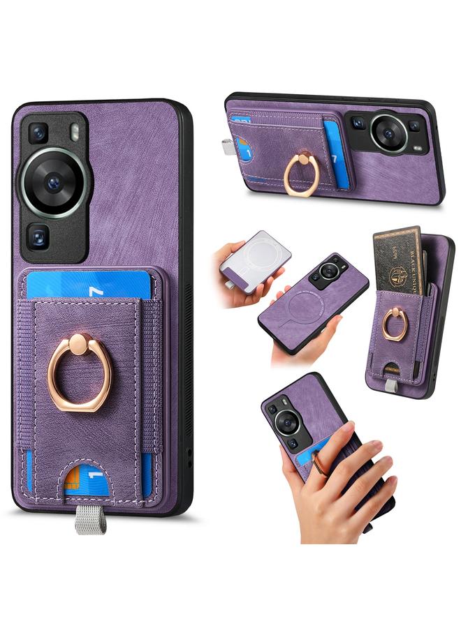 Zaboon Case For Huawei P60 Retro Splitable Magnetic Card Bag Leather Phone Case - Image 1