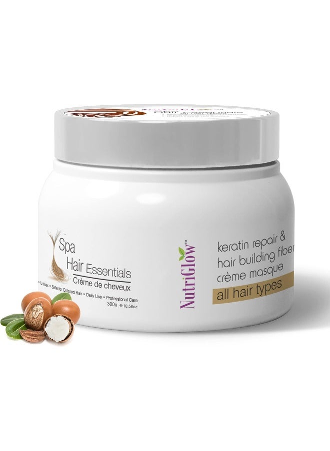 NUTRIGLOW سبا شعر نوتري جلو للشعر الجاف والتالف | علاج ترميم عميق للعناية بالشعر الخالي من التجاعيد مع شعر ناعم ولامع على الفور | خالي من البارابين والكبريتات (500 جرام) - Image 1