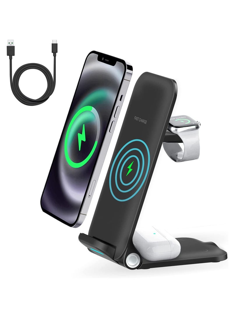 General Magnetic three in one wireless charger, foldable three in one wireless charger, suitable for mobile phone 15th generation charger (ivory white regular version)  - Image 1
