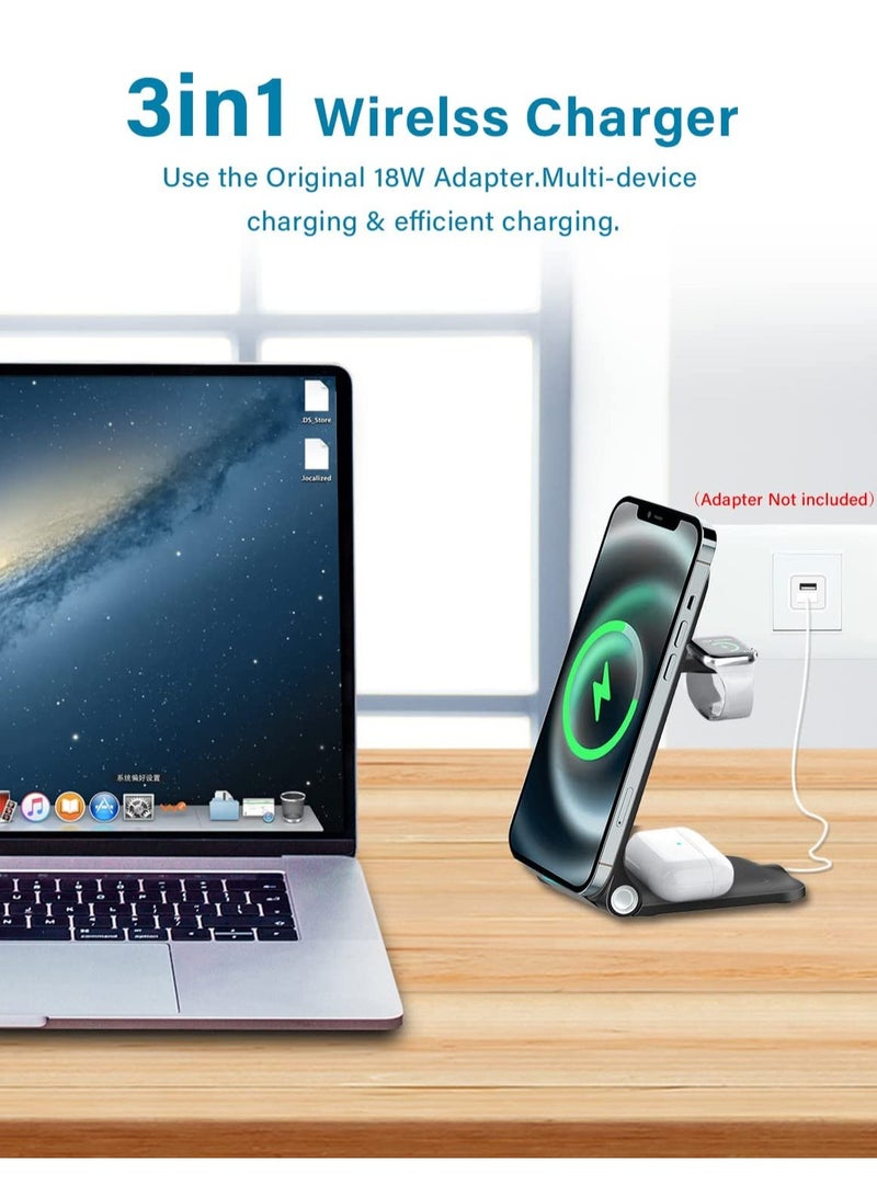 General Magnetic three in one wireless charger, foldable three in one wireless charger, suitable for mobile phone 15th generation charger (ivory white regular version)  - Image 3