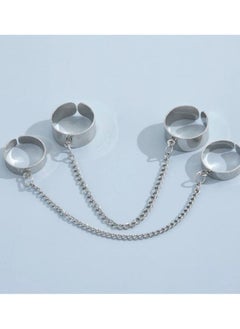 2 Pcs Knuckle Rings Set Finger Ring with Chain