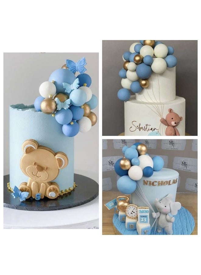 ASTARON زينة كعكة كروية، 32 قطعة من الزخارف المصنوعة من الفوم والسلك، أعواد كعكة بالونات صغيرة، 4 ألوان/أحجام لتزيين كعكة حفلات الزفاف وأعياد الميلاد - Image 5