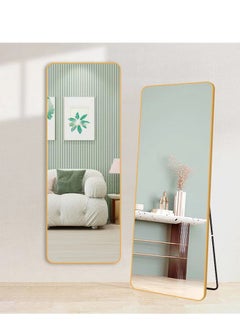 General Upgraded Version Full Length Mirror Floor Mirror With Stand Large Bedroom Mirror Wall-Mounted Mirror Stand Or Leaning Against Wall Aluminum Alloy Frame Dressing Mirror Standing Mirror Gold  - Image 3