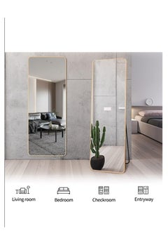 General Upgraded Version Full Length Mirror Floor Mirror With Stand Large Bedroom Mirror Wall-Mounted Mirror Stand Or Leaning Against Wall Aluminum Alloy Frame Dressing Mirror Standing Mirror Gold  - Image 1