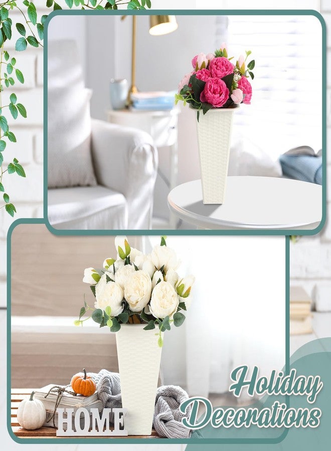 GlikCeil 20 Pack Plastic Flower Buckets 7.87 Inch Floral Buckets for Cut Flowers Modern Square Vases for Centerpieces Floral Display Vases for Wedding Home Florist Bar Supplies, White - Image 5