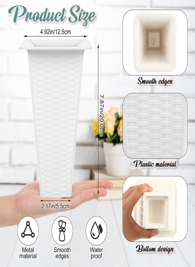 GlikCeil 20 Pack Plastic Flower Buckets 7.87 Inch Floral Buckets for Cut Flowers Modern Square Vases for Centerpieces Floral Display Vases for Wedding Home Florist Bar Supplies, White - Image 2