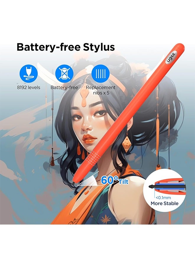 Ugee UGEE Q8W Drawing Tablet with Bluetooth 5.0, Tracing Drawing Pad with 8.5 x 6 inches Large Active Area,Computer Digital Graphic Tablet with 8192 Levels Battery-Free Support Windows/Mac/Chrome/Android  - Image 2