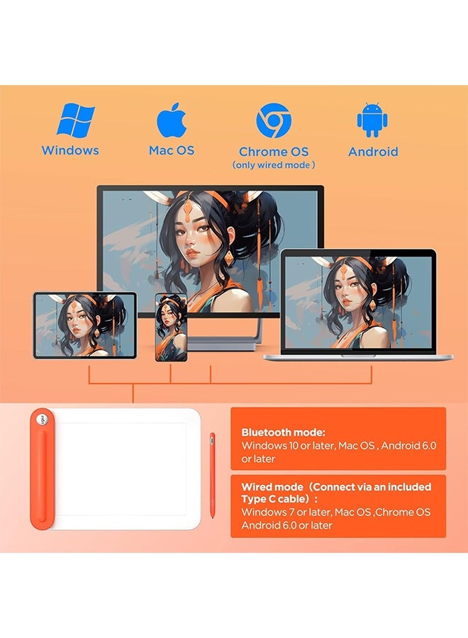 Ugee UGEE Q8W Drawing Tablet with Bluetooth 5.0, Tracing Drawing Pad with 8.5 x 6 inches Large Active Area,Computer Digital Graphic Tablet with 8192 Levels Battery-Free Support Windows/Mac/Chrome/Android  - Image 5