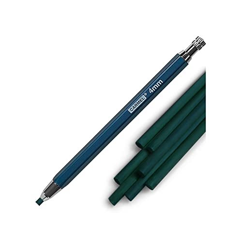 Carmel Mechanical Grease Pencil 4mm Holder + 25 Refills (Green), Clutch Pencil with Thick Waxy Leads, Lead Holder for Drawing, Wax Pencil for Holding Soft Greasy Leads, Mechanical China Marker - Image 1