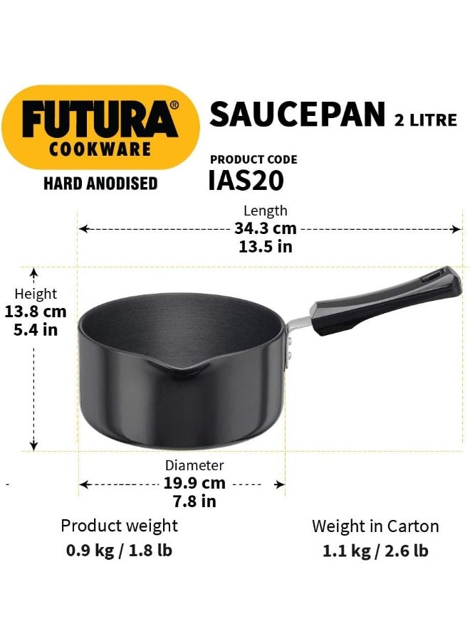 Hawkins Hawkins Futura Hard Anodised Saucepan Without LID and Induction Compatible Base, 18cm, 2 Liters, Black  - Image 3