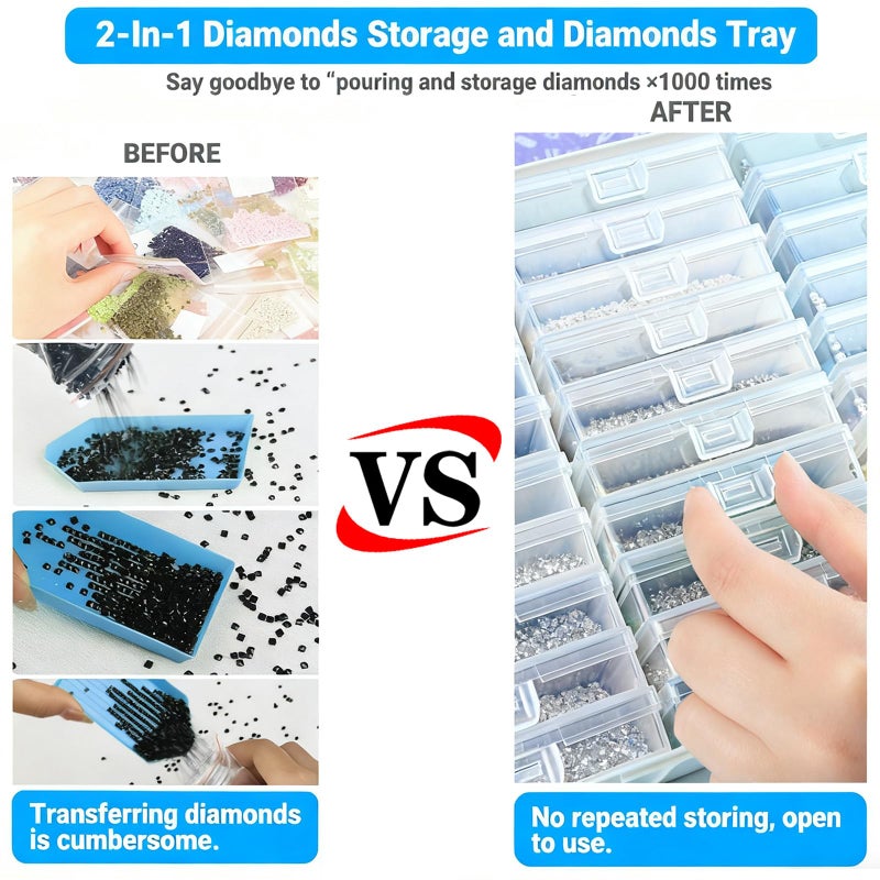 LEIYULY 30PCS 2-in-1 Diamond Art Tray & Storage with Lids, Diamond Painting Trays, Bead Storage and Arrangement, Diamond Art Kits for Adults - Image 4