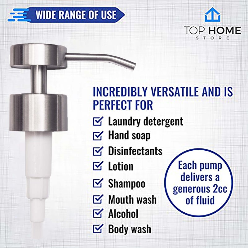 Top Home Store موزعات صابون وكريم أنيقة من الفولاذ المقاوم للصدأ بغطاء مسطح من متجر توب هوم (نيكل مصقول، عبوة من 2) - Image 4