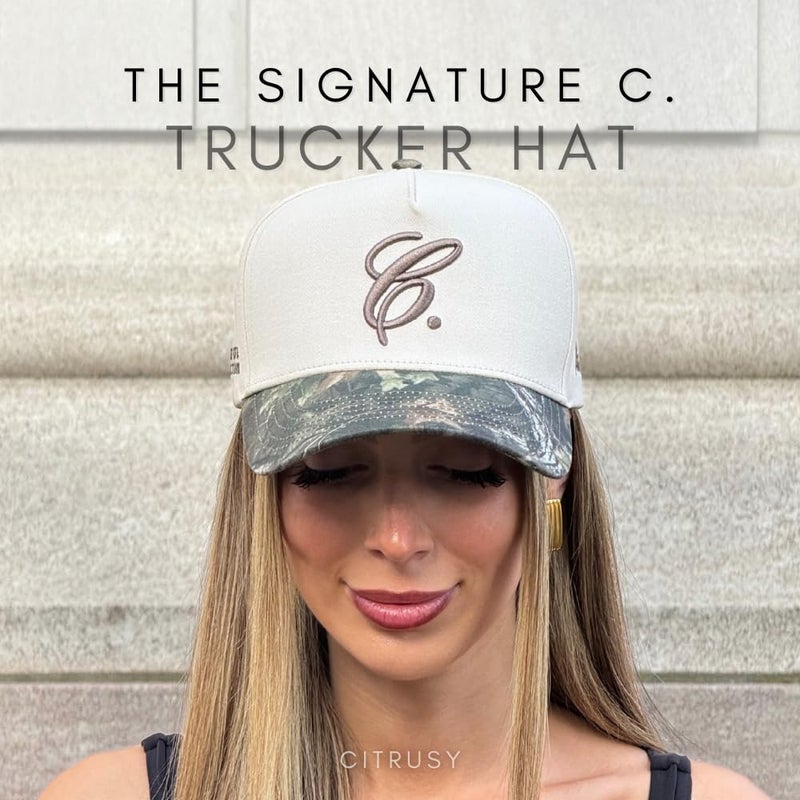 CITRUSY Vintage Fashion Trucker Hat | Men & Women | Embroidered Western Trendy Baseball Caps | Country Cute Retro Hats for Cowgirls & Cowboys | Camo Red Cotton | Snapback Hat (Signature C. | Camo) - Image 4