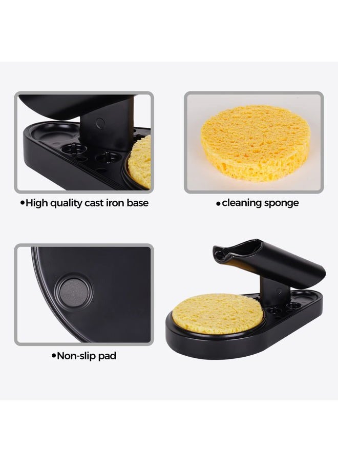 Noah Soldering Iron Holder Stand Solder Iron Tip Cleaner,Metal Base with Welding Cleaning Sponge,Black - Image 5