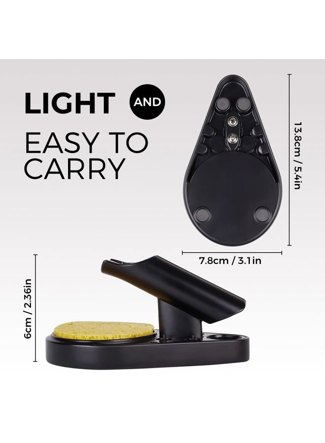 Noah Soldering Iron Holder Stand Solder Iron Tip Cleaner,Metal Base with Welding Cleaning Sponge,Black - Image 2