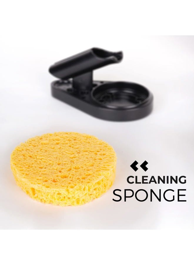 Noah Soldering Iron Holder Stand Solder Iron Tip Cleaner,Metal Base with Welding Cleaning Sponge,Black - Image 3